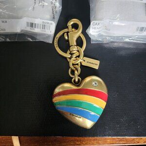 COACH AUTHENTIC NWT KEYCHARM Heart Brass Enamel